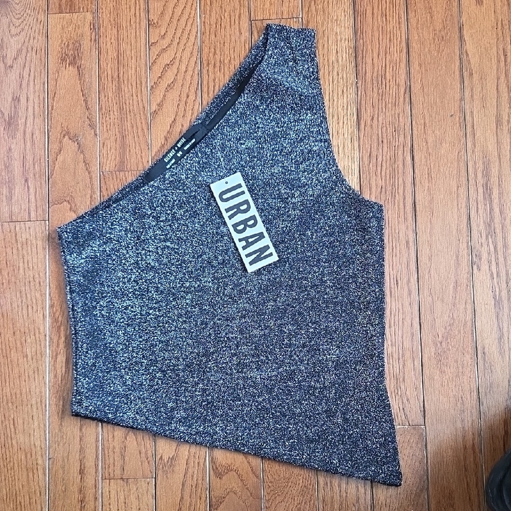 Urban Outfitters Sparkling One-Shoulder Tank - Silver
